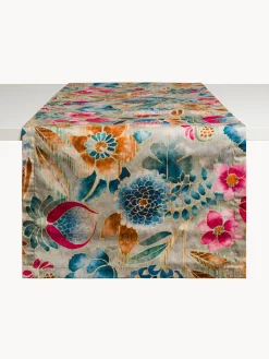 Runner in twill di puro cotone stampa floreale
