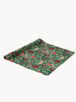 Runner in voile di cotone con stampa block print