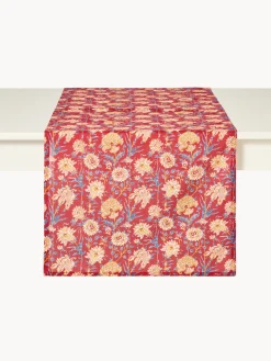 Runner in voile di cotone con stampa block print