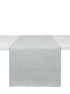 Runner puro lino con bordo smerlato