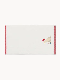 Set 2 asciugamani in spugna di cotone cagnolino ricamato