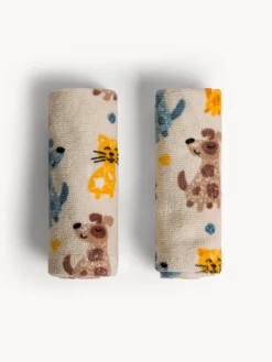 Set 2 lavette in cotone velour stampa animaletti