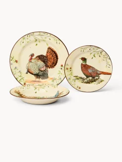 Set 18 piatti in ceramica motivo selvaggina