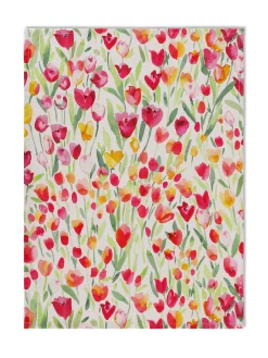 Set 2 strofinacci panama di cotone stampa tulipani