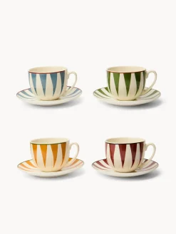 Set 4 tazze tè in new bone china a righe