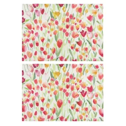 Set 2 tovagliette panama di cotone stampa tulipani