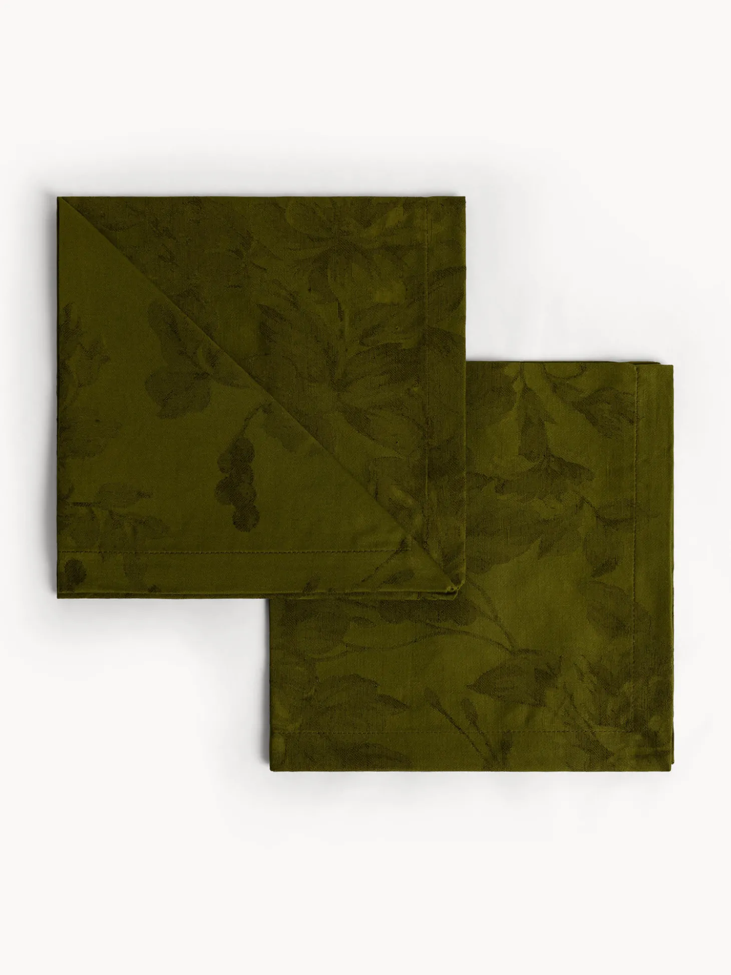 Set 2 tovaglioli in cotone e lino jacquard motivo floreale