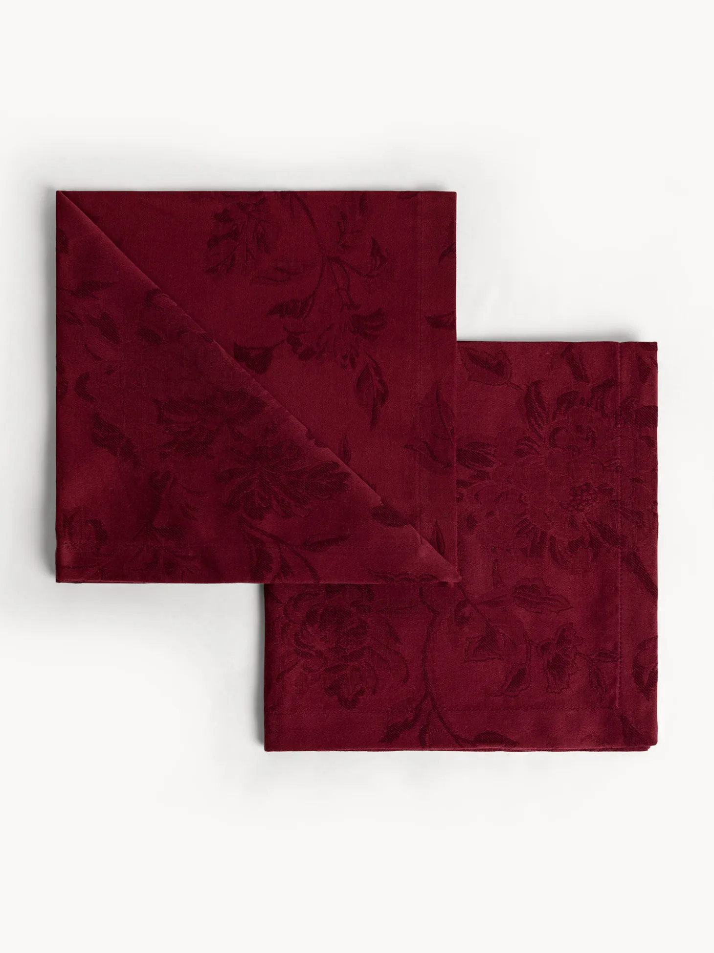 Set 2 tovaglioli in cotone e lino jacquard motivo floreale