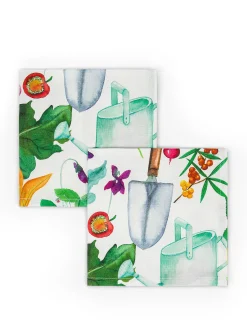 Set 2 tovaglioli panama di cotone stampa vegetale