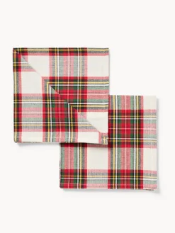 Set 2 tovaglioli tartan in puro cotone tinto filo