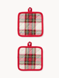Set di 2 presine tartan in puro cotone tinto filo