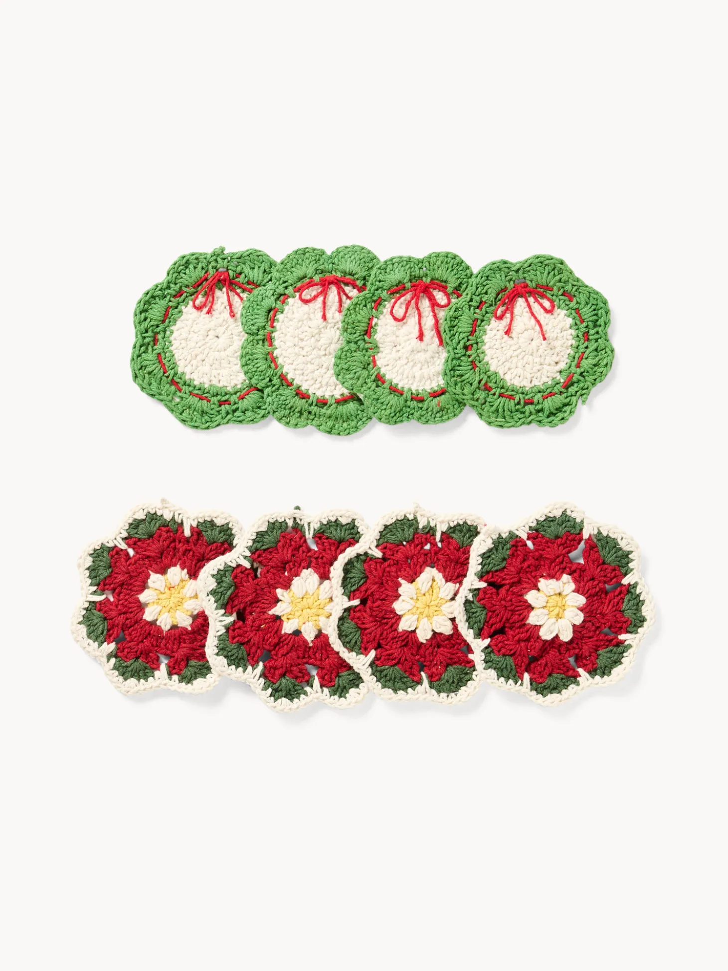 Set di 4 sottobicchieri crochet in puro cotone