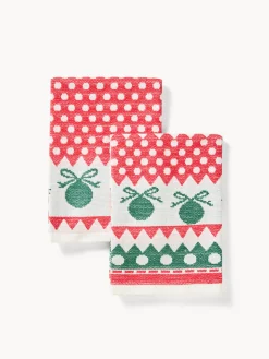 Set di 2 strofinacci in spugna di cotone jacquard