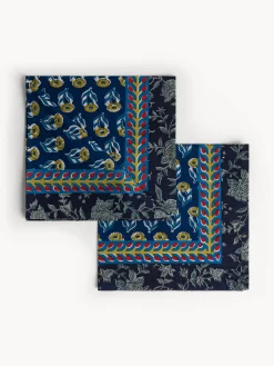 Set di 2 tovaglioli in puro cotone stampa block print