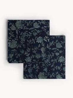 Set di 2 tovaglioli in puro cotone stampa block print