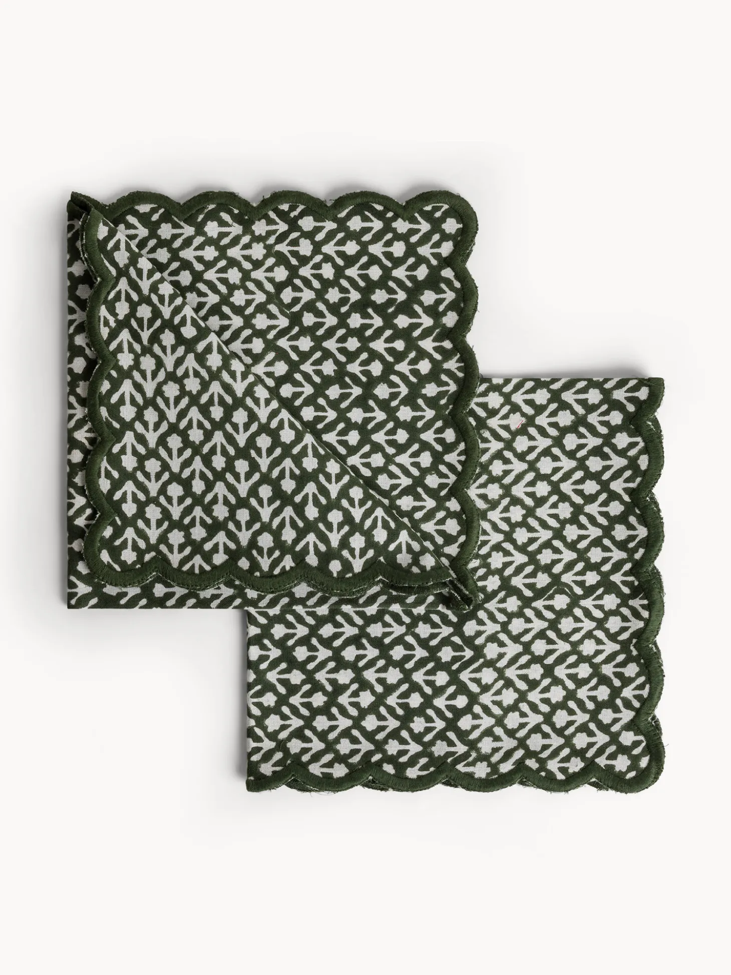 Set di 2 tovaglioli in puro cotone con stampa block print
