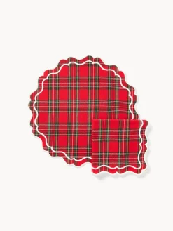 Set tovaglietta e tovagliolo tartan in puro cotone