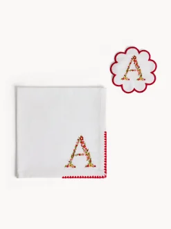 Set tovagliolo e sottobicchiere lettera ricamata A