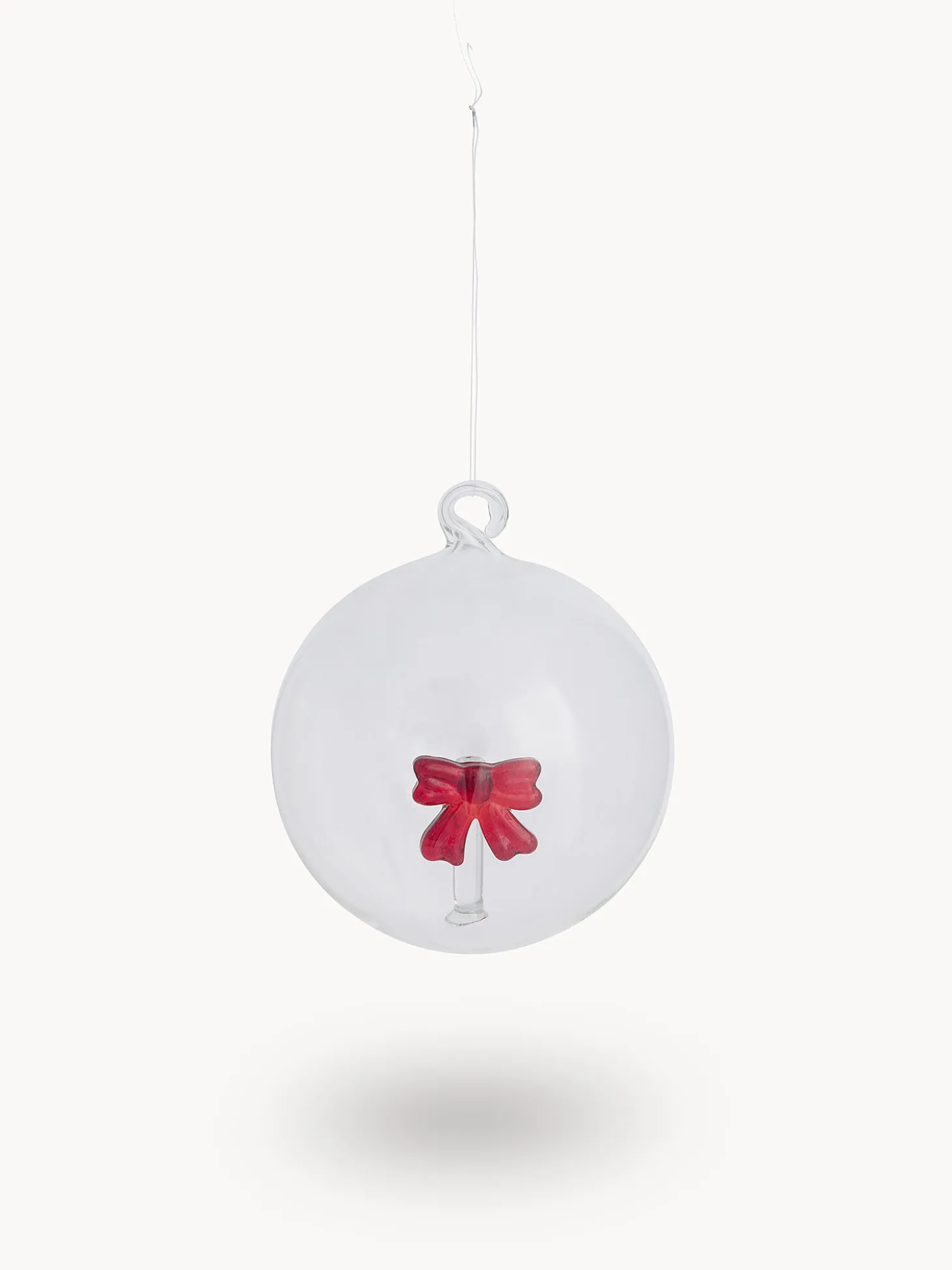 Sfera in vetro dettaglio fiocco rosso