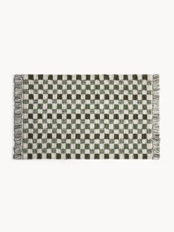 Tappeto bagno in cotone fantasia a scacchiera