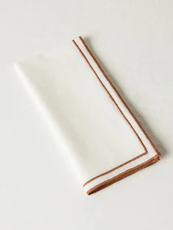 Tovaglia in cotone con ricamo foglie