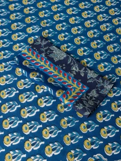 Tovaglia in puro cotone stampa block print piazzata