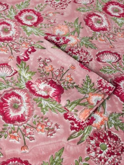 Tovaglia in puro cotone stampa block print floreale