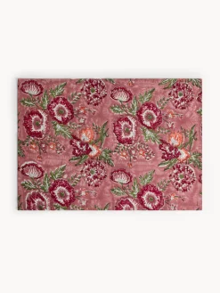 Tovaglietta in puro cotone con stampa block print floreale