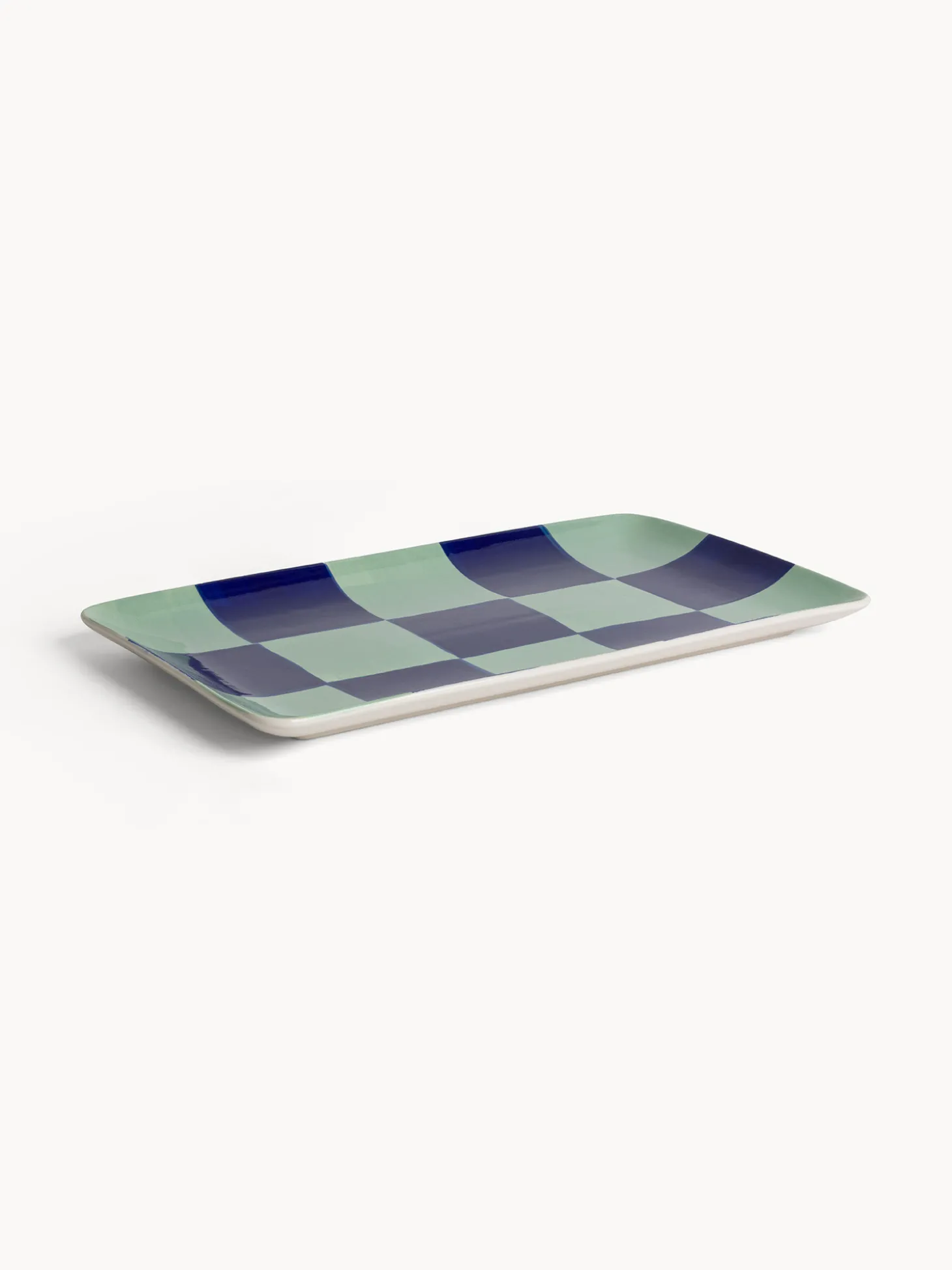 Vassoio in ceramica motivo check