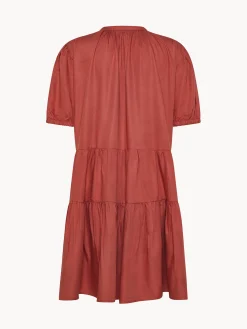 Vestito a balze in twill di cotone